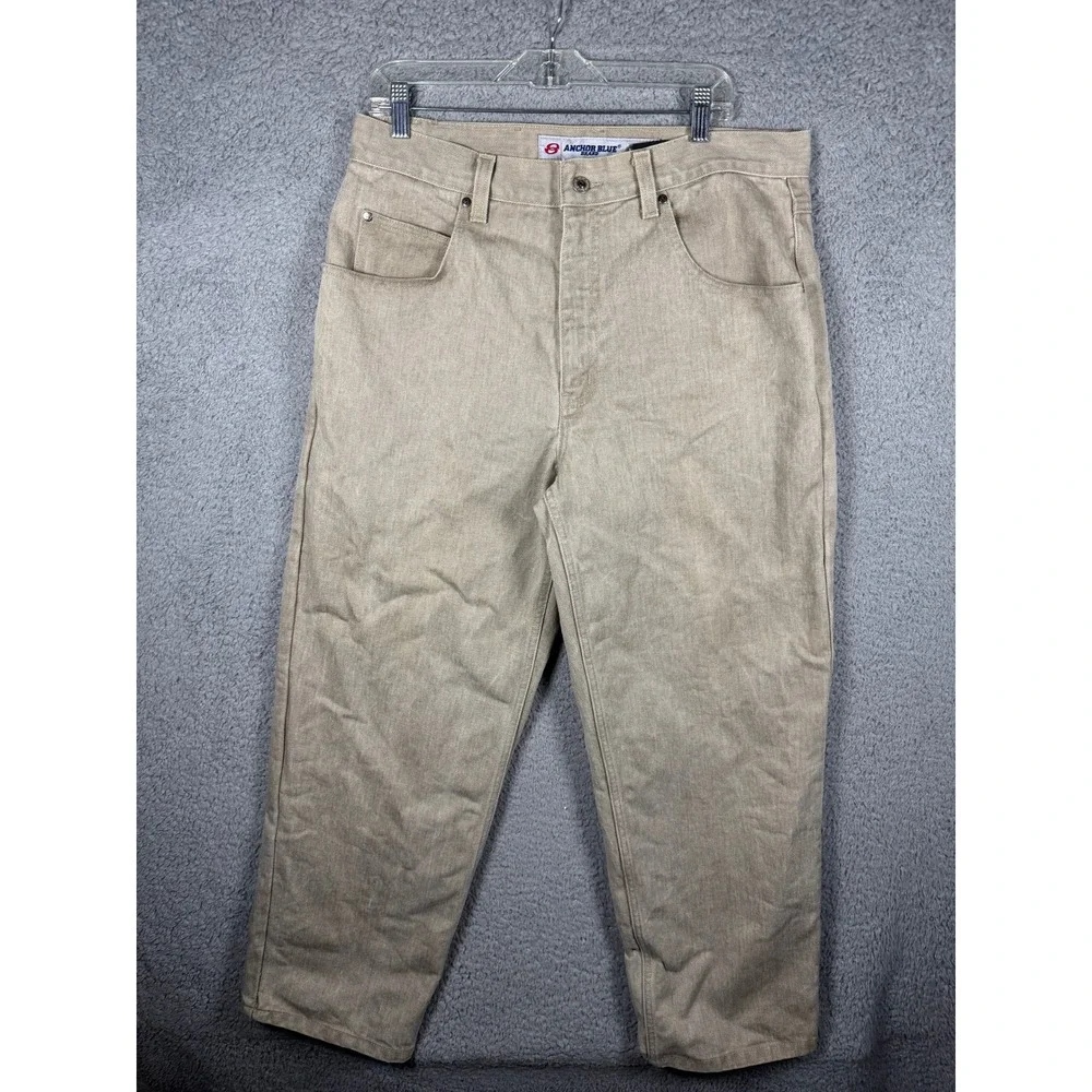 Anchor Blue Baggy Fit Jeans Men 36x30(34) Tan Khaki Denim 90s Skater Made in USA